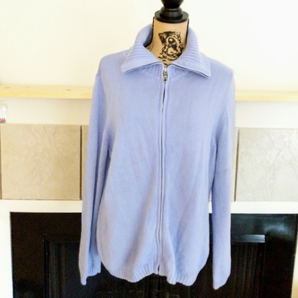 Croft And Barrow Zip Up Sweater Periwinkle Blue